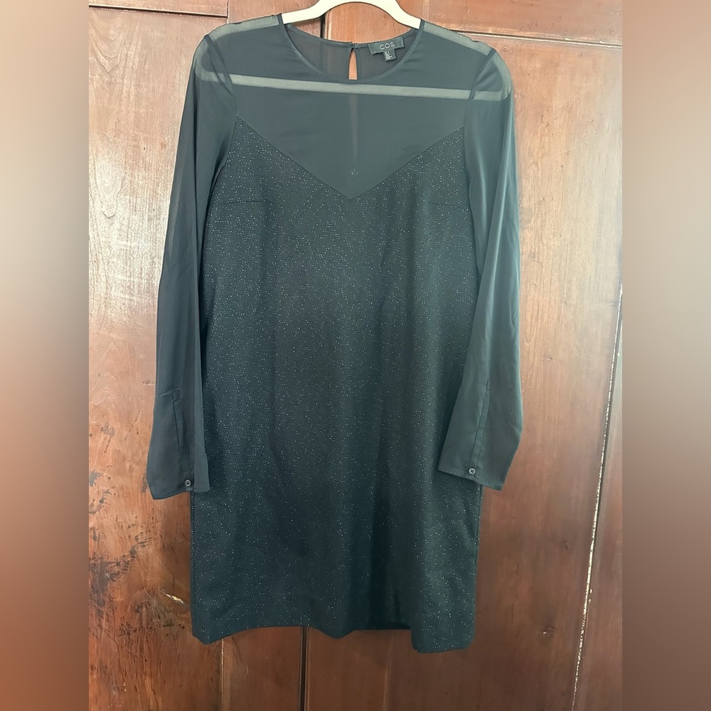COS Black Long Sleeve Dress with Sheer Detail - Picture 2 of 13